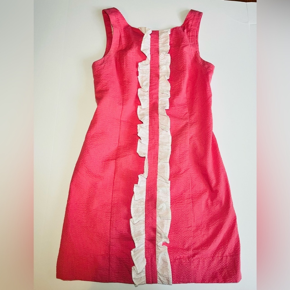 Lauren James Sleeveless Bailey Seersucker Timeless Dress w/ Ric Rac Trim XS